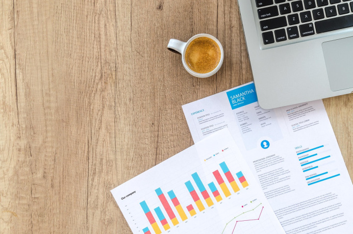 laptop financial charts